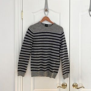 Men’s Gray and Blue Striped J. CREW Wool Sweater